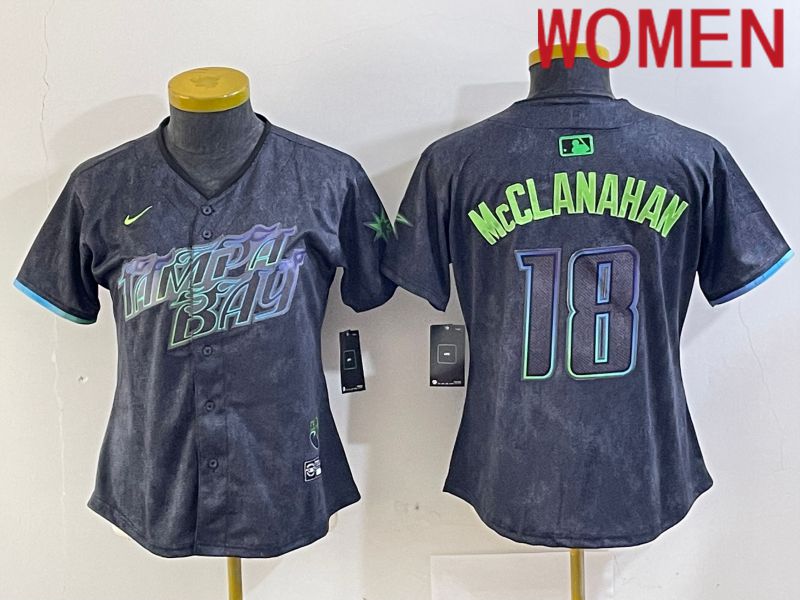 Women Tampa Bay Rays #18 Mcclanahan Nike MLB Limited City Connect Black 2024 Jersey style 1